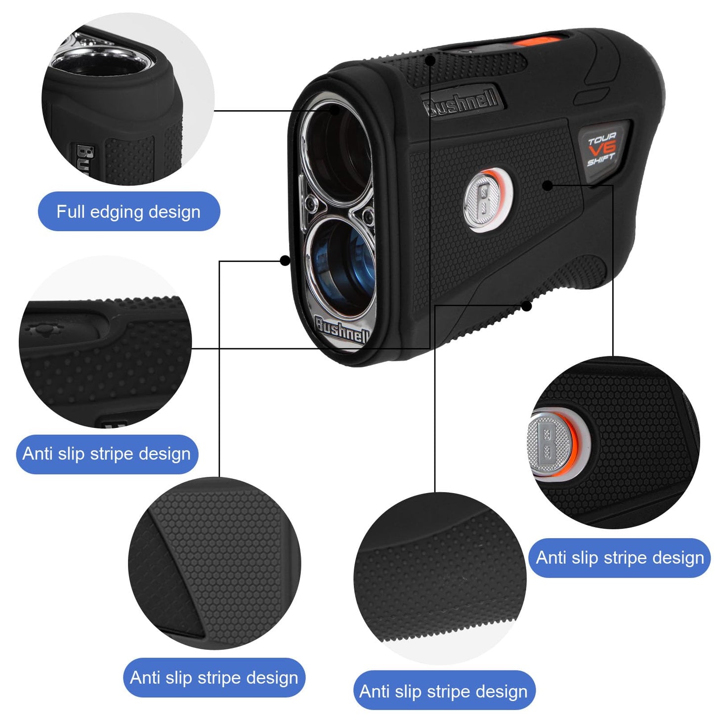 JAWEGOLF Silicone Case Compatible with Bushnell V6 and Bushnell V6 Shift Golf Rangefinder (Black)