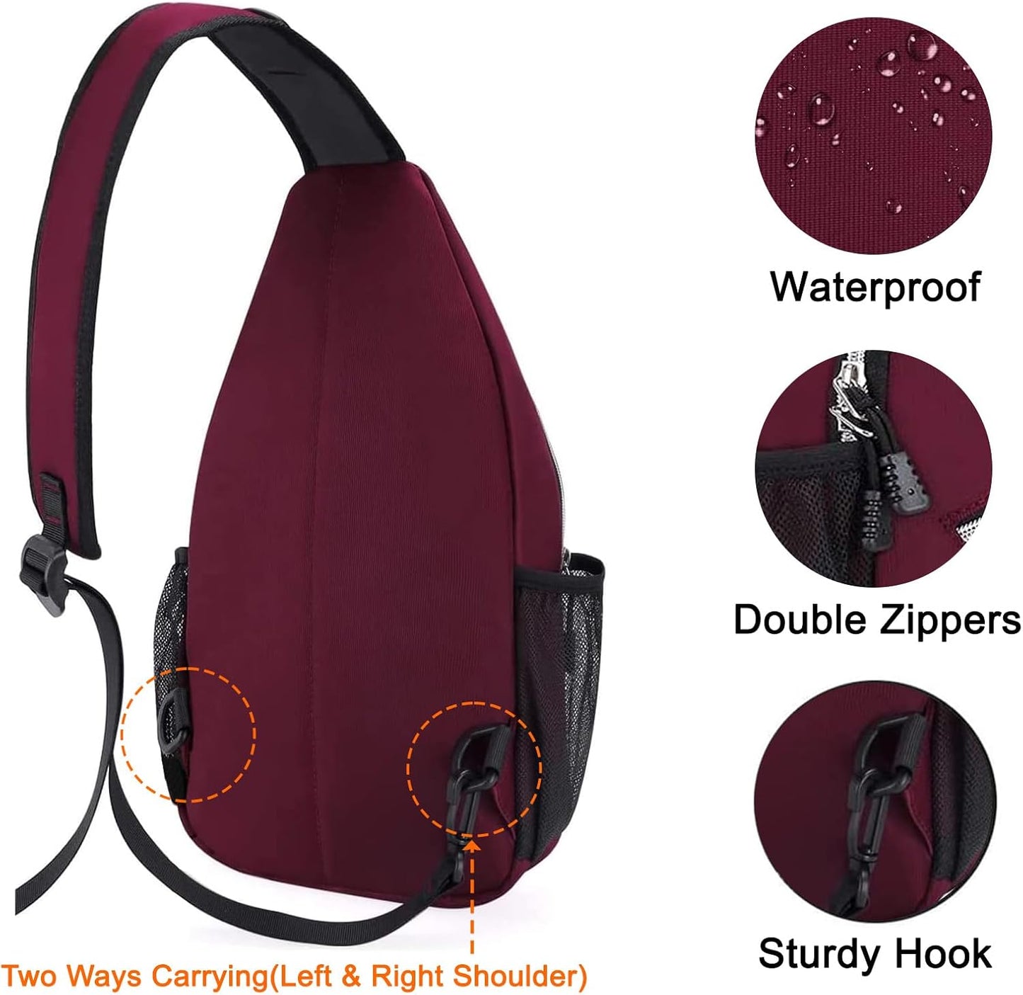 MOSISO Sling Backpack, Multipurpose Crossbody Shoulder Bag Travel Hiking Daypack