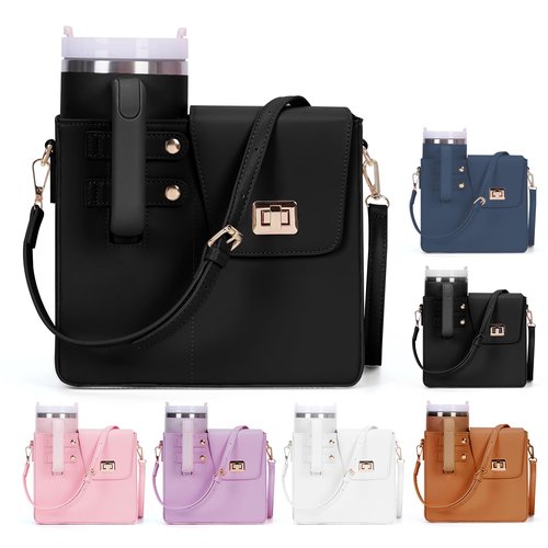 Purse for Stanley Cup, Outdoor Portable Crossbody Water Cup Storage Bag with Stanley Purse, Crossbody Bag for Stanley Bottle (black)
