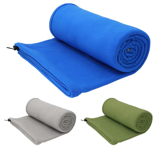 Arctic Lemmings Fleece Sleeping Bag Liner, 75" Long Zipper Microfiber Fleece Travel Single Sleeping Bag Camping Blanket, Indoor Outdoor Blanket for Adults & Children (Blue)