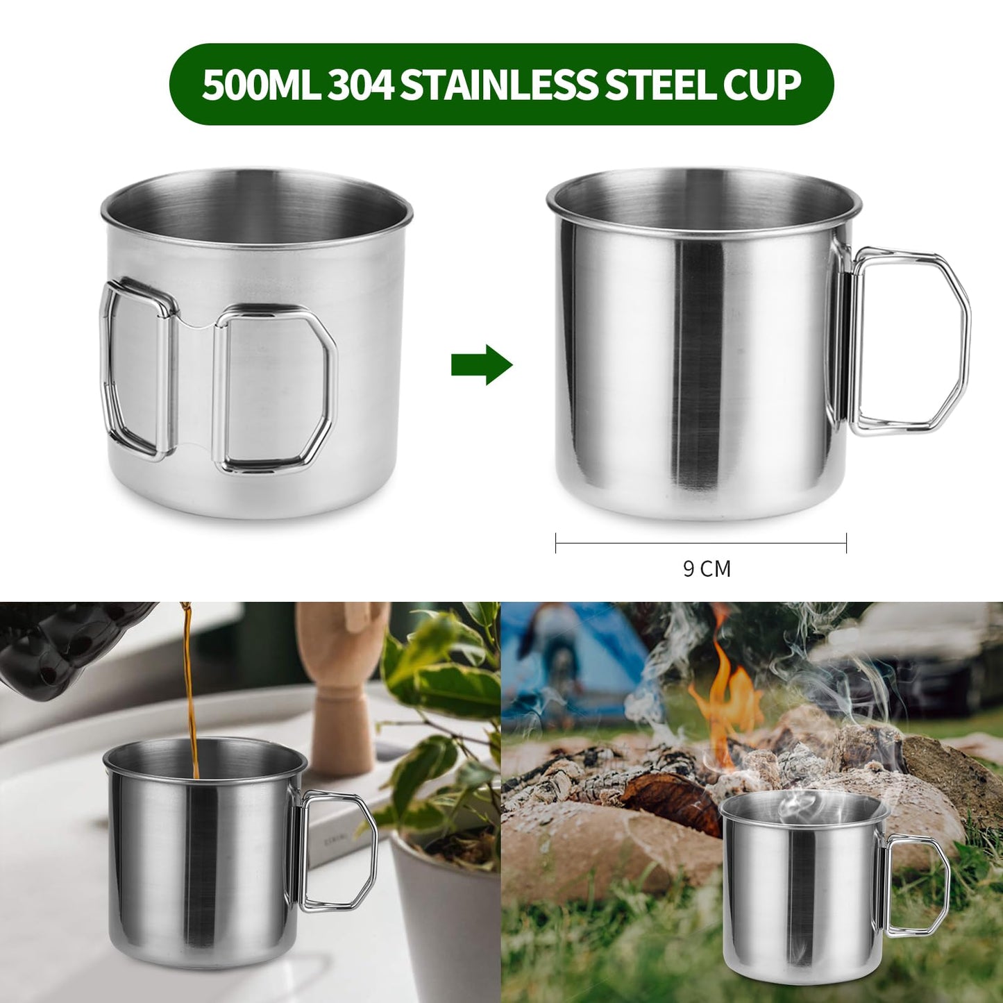 Camping Cookware Mess Kit for 1 People,ISFORU Camping Non-Stick Cooking Set Include Backpack Pot and Pan Set with 304 Stainless Steel Cup and Utensil Set for Traveling Trekking and Hiking