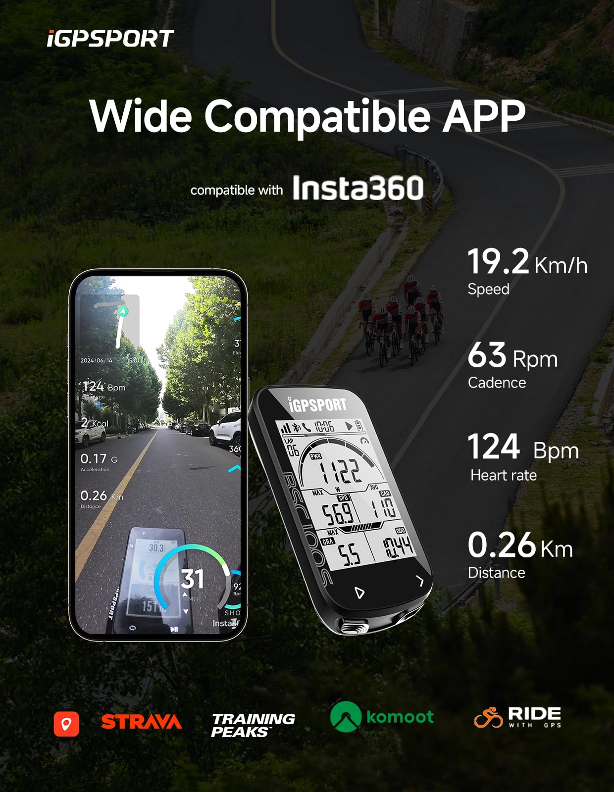 iGPSPORT BSC100S Bicycle/Bike Computer Wireless, 2.6 inch LCD Display Rechargeable Waterproof GPS Cycling Computer (BSC100S Set)