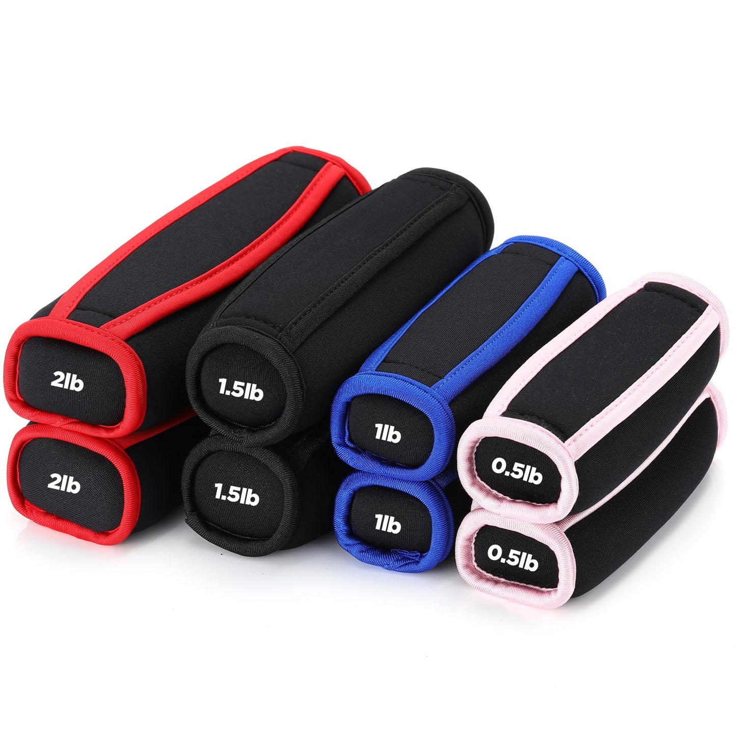 Hollowfly 4 Pair Soft Hand Weights Set for Women Men, 0.5lb 1lb 1.5lb 2lb Soft Dumbbells Walking Weights Small Weight Set Exercise Weights with Hand Strap for Running Workout Physical Aerobics