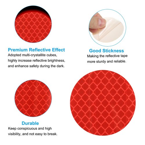 PATIKIL Reflective Stickers, 30 Pcs Safety High Visibility Reflective Sticker Waterproof Driveway Reflectors for Bicycle, Motorcycle, Red (Round)