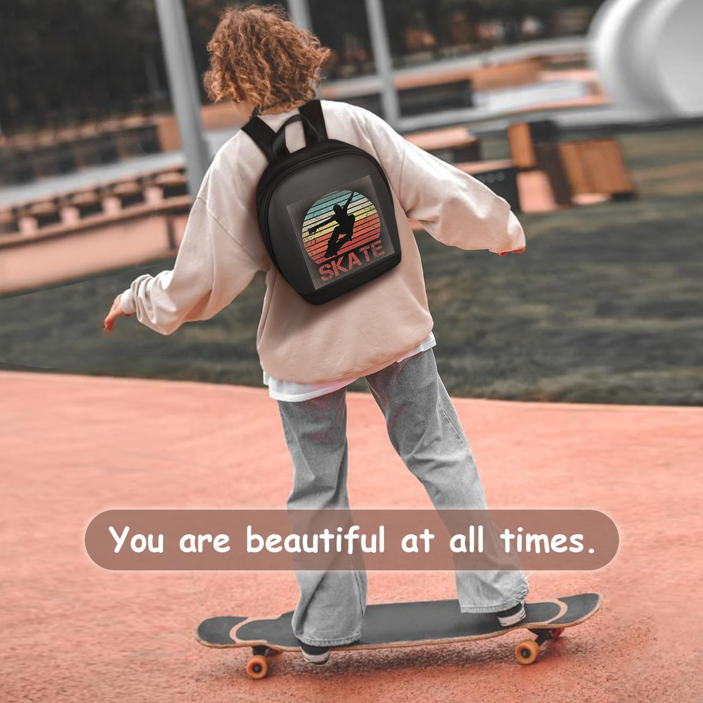 arimepi LED Backpack,LED Backpack with Programmable Full Color Display,Ideal gift for birthday/Christmas T6(black)