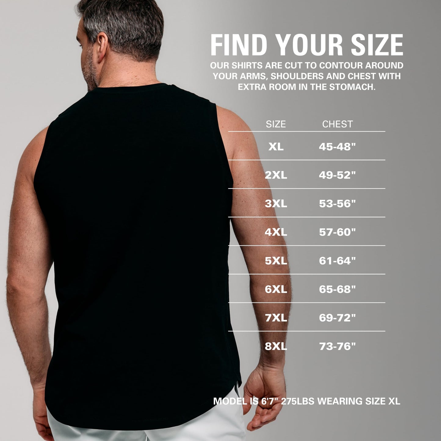 STRONGSIZE Men's Big and Tall Tank Tops – Sleeveless Muscle Shirts – Longer Length Stretch Cotton 3-Pack Black 5XL