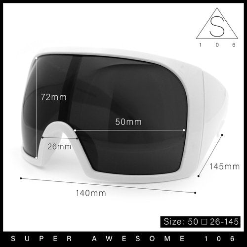 Super Oversized XXL Goggle Style Wrap Around Sport Plastic Sunglasses Frost - Silver Mirror
