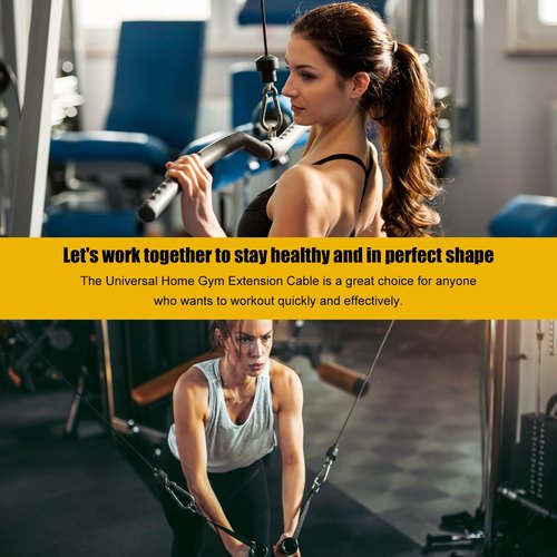 NQEUEPN 2pcs 10" Gym Extension Cable, Fitness Extension Cable Compatible with Bowflex, Home Gym Machine Accessories Replacement with Carabiner, for Leg Extension, LAT/Tricep Pull Down (1 Pair)