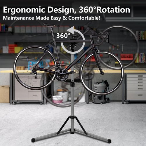 Urban Deco Bike Repair Stand Premium Aluminum Bike Stand for Maintenance, 68lbs Capacity, Height-Adjustable, 360° Rotatable Clamp, Tool Tray Included