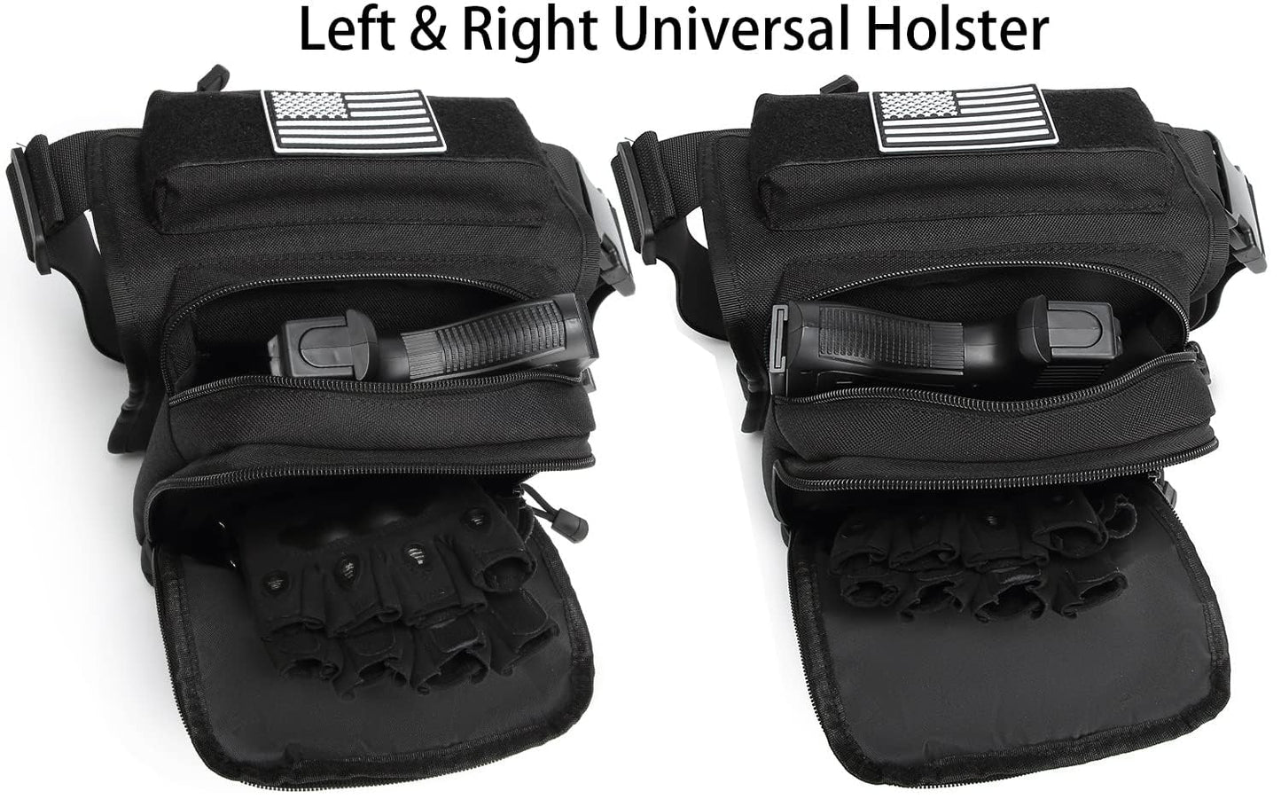 ATBP Motorcycle Tactical Drop Leg Thigh Bag with Holster Handgun Firearm Pistol Bag for Men Hunting Shooting Range Additional 3 Magazine Storage Slots