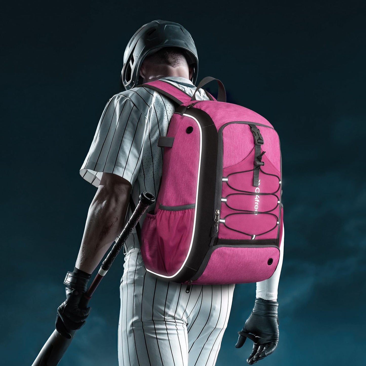 G4Free Baseball Bag for Youth Adults, Softball Backpack with Shoe Compartment, Large Bat Backpack with Fence Hook, Lightweight T-ball Gear Bag