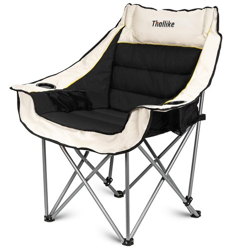 Oversized Camping Chair for Adults – Heavy Duty Folding Chair with Cup Holders, Storage Pocket & Carry Bag – Outdoor Padded Camp Chair for Camping, Backyard, Fishing & Sports – Supports 400lbs