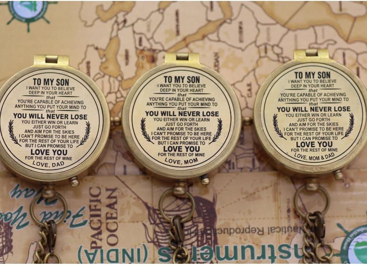 Engraved Dad to Son Compass - I Love You Gift for Son's Birthday, Graduation, or Confirmation