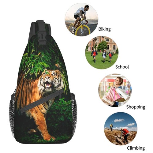 ROSIHODE Cool Tiger Sling Bag, Fashion Crossbody Backpack Shoulder Chest Bag for Men Women Outdoor Hiking Travel