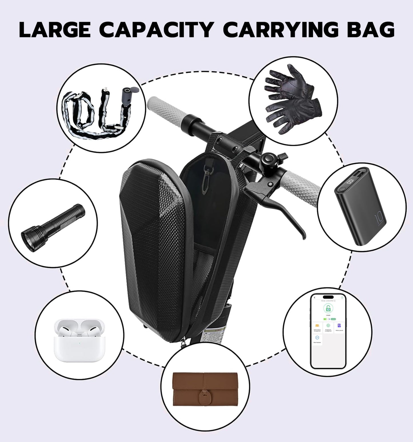 Anweller Scooter Chain Lock, Electric Scooter Accessories, Fingerprint Keyless Biometric Smart Bluetooth App Electronic Digital Heavy Duty Anti Theft Bike Lock