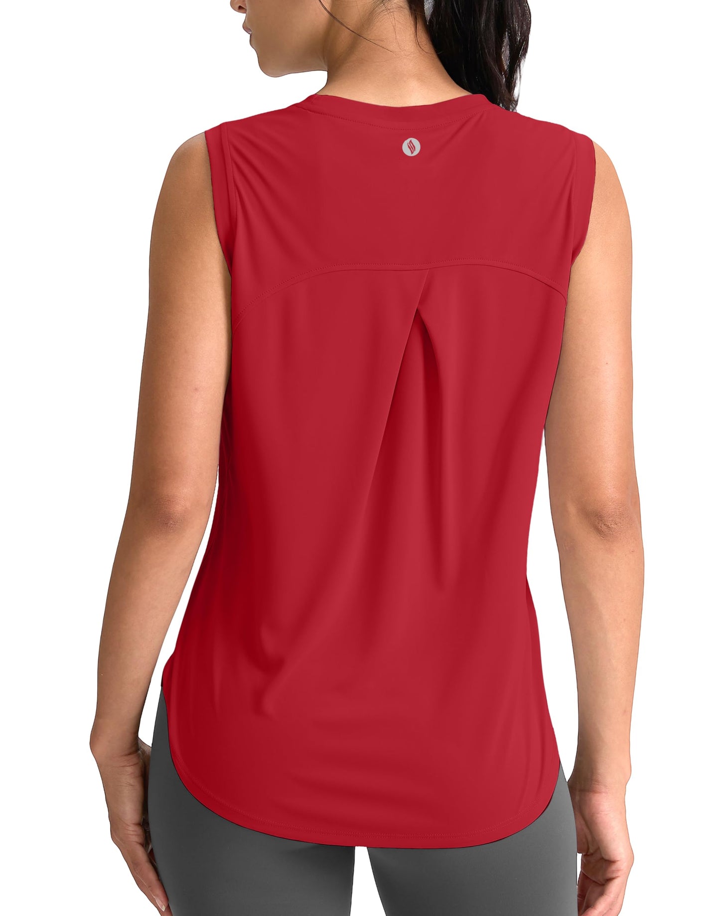SANTINY Women's Sleeveless Workout Tops Breathable Lightweight Active Tennis Yoga Shirts Athletic Running Tank Tops for Women (Chilli Red_XXL)