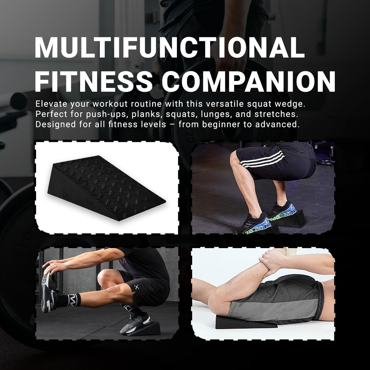 Generic Squat Wedge Block for Heel Elevated Squat 2 Pcs Set, Improve Mobility Balance and Strength Performance Weightlifting Calf Stretcher Slant Board for Squat