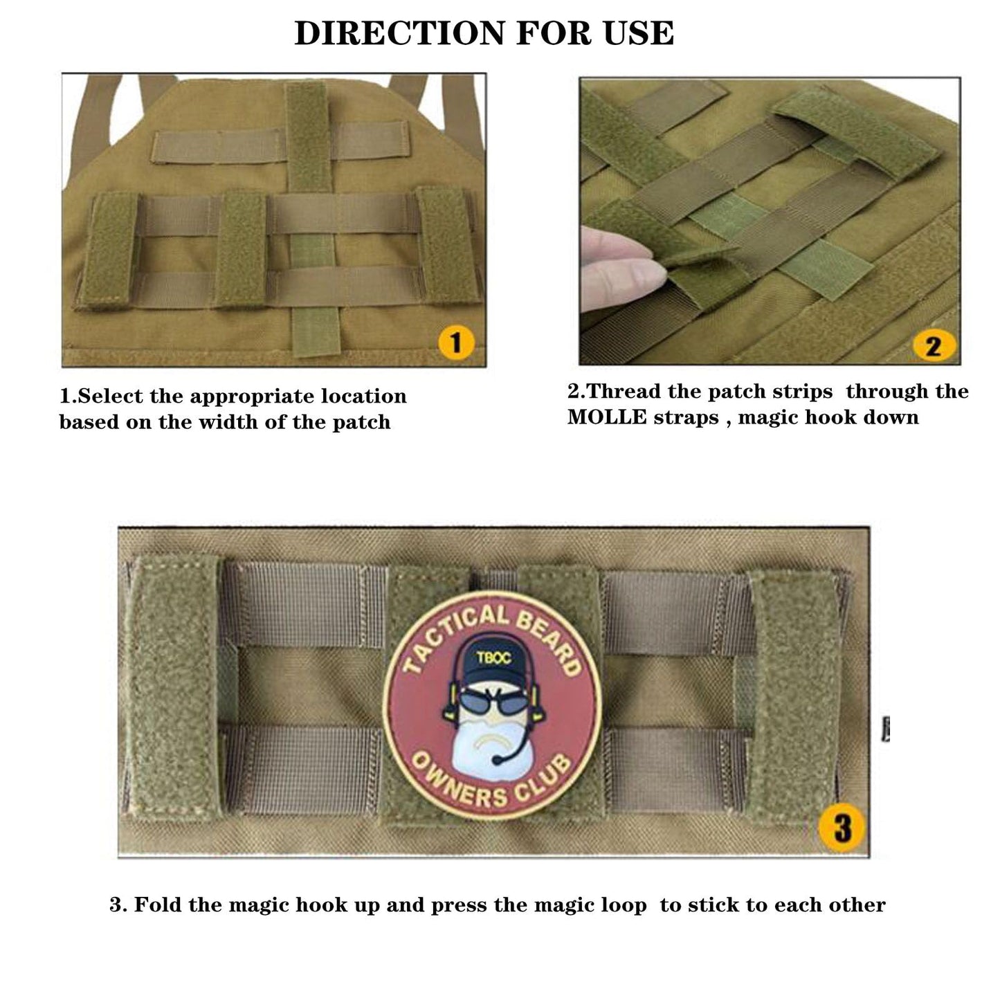 JFFCESTORE Hook&Loop Adapter Strips Tactical Morale Patches Panel Molle Strips Attachment for Tactical ID Patches Badges and Insignia Patches (Green)