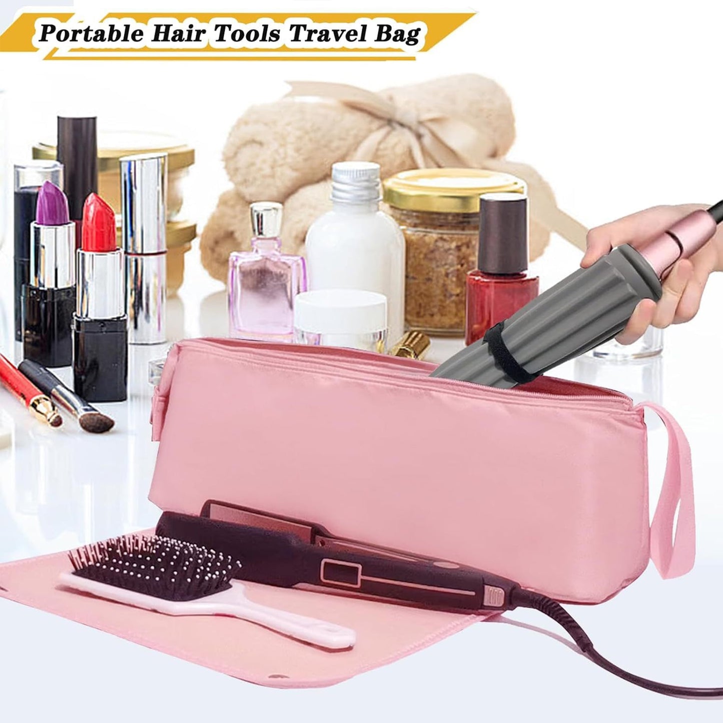 Travel Hair Tools Bag | Heat Resistant Mat & Organizer Case for Women