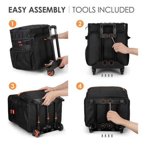 Rolling Cooler with Wheels and 𝟗𝟖𝐂𝐌 Handle, 𝟔𝟎+ Can Leakproof Soft Sided Travel Cooler, Double Deck & Enhanced Stability Wheeled Cooler, Insulated Cool Bag for Camping,Grocery,Beach,Outdoor