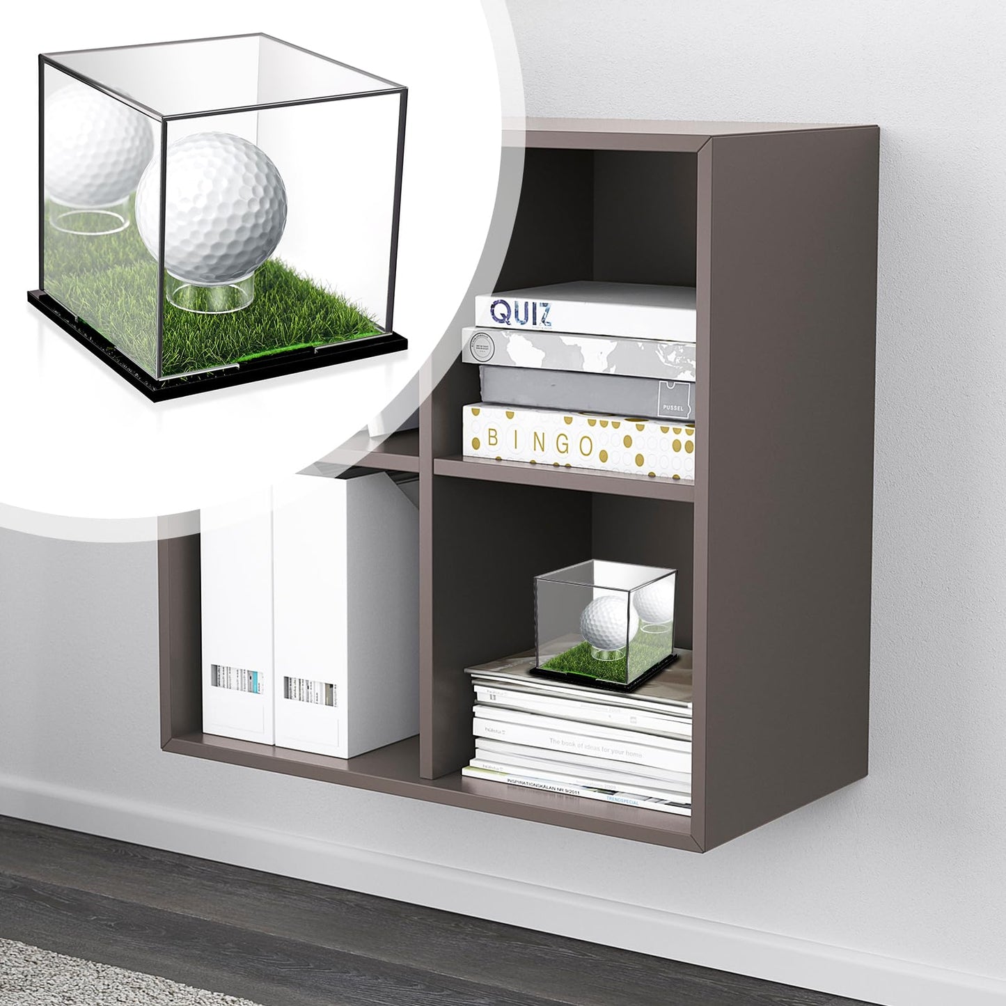 Golf Ball Display Case Small Golf Ball Case Acrylic Case Clear Display Box Square Display Holder Stand for Baseball Golf Ball Enthusiasts Collectibles, 3.9 x 4 x 3.9 Inch
