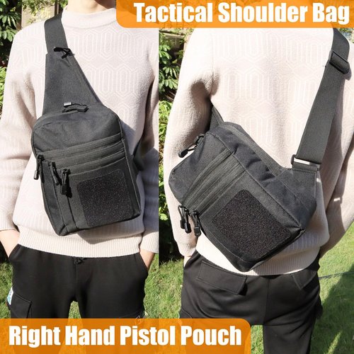 VTACOUTV Concealed Carry Gun Bag for Handguns, Tactical Sling Bag for Men CCW Shoulder Crossbody Bag Chest Pack Range Bags with Holster for Travel Sports Hiking(Black)