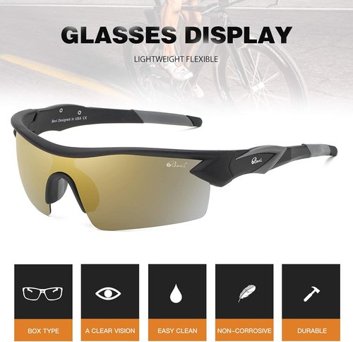 Bevi Polarized Sports Sunglasses TR90 Unbreakable Frame for Men Women Running Cycling Golf Baseball