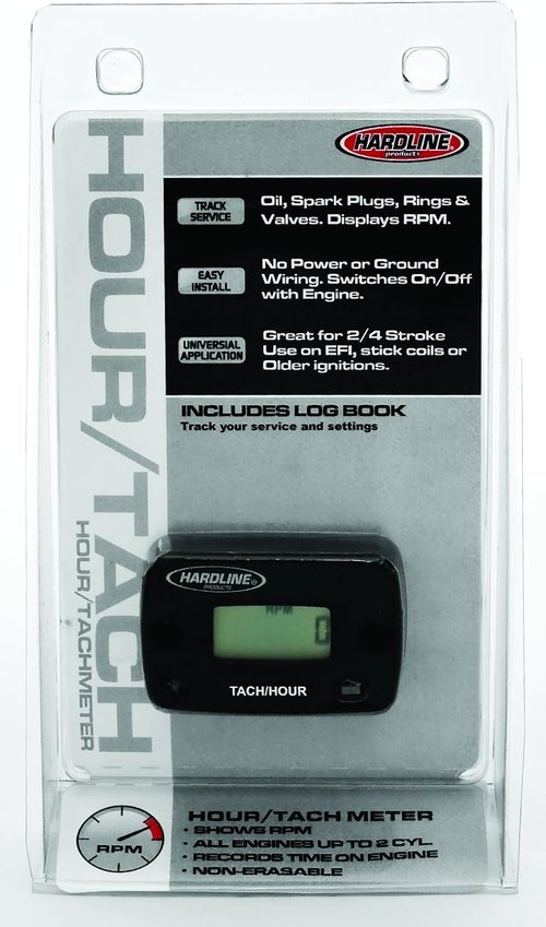 Hardline Products HR-8061-2 Hour Meter/Tachometer for up to 2-Cylinder Engines