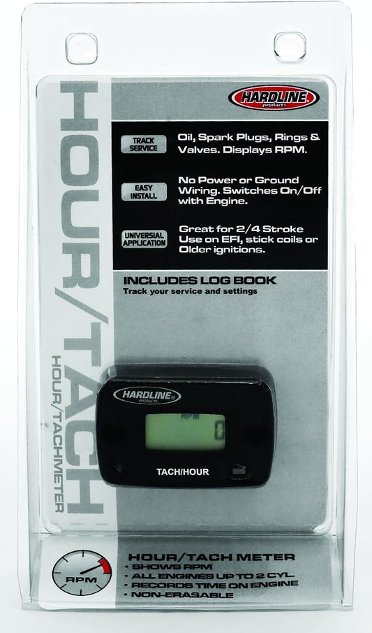 Hardline Products HR-8061-2 Hour Meter/Tachometer for up to 2-Cylinder Engines