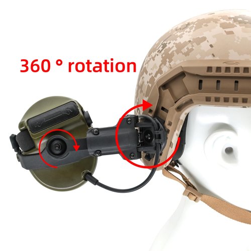 HEARFALCOM Tactical Headset COMAT III Tactical Helmet ARC Rail Adapter Non-Military Version Noise-Cooling Pick-UP Shooting Headset with V2 U94 PTT for Hunting Airgun Sports (FG)