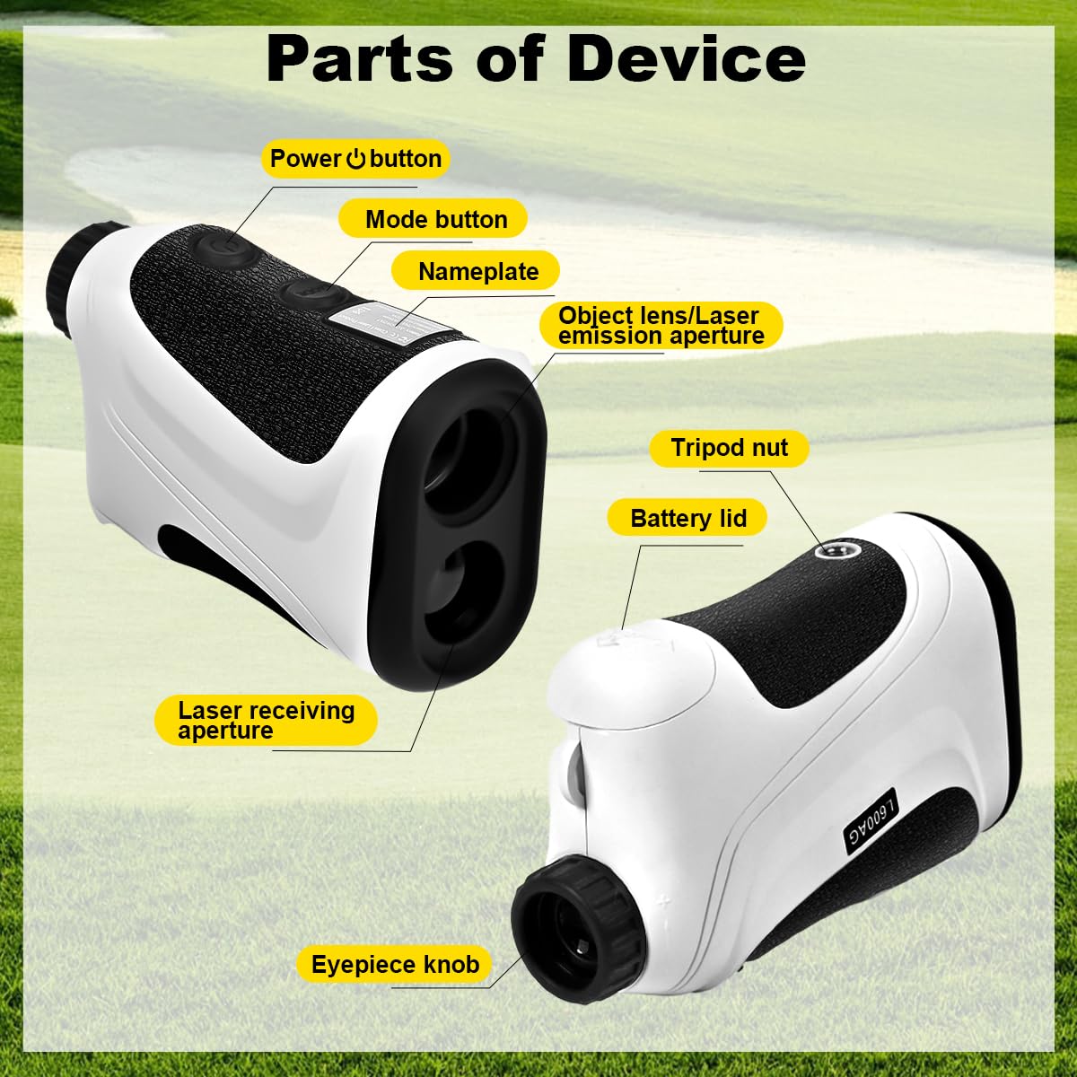 Golf Laser Rangefinder, Rangefinder for Hunter, 1100/1200 yds High Precision Golf Rangefinder with Slope, Magnification, Flag Lock, Vibration Alert, WP&Fog-Proof, for Outdoor Activities & Tournaments