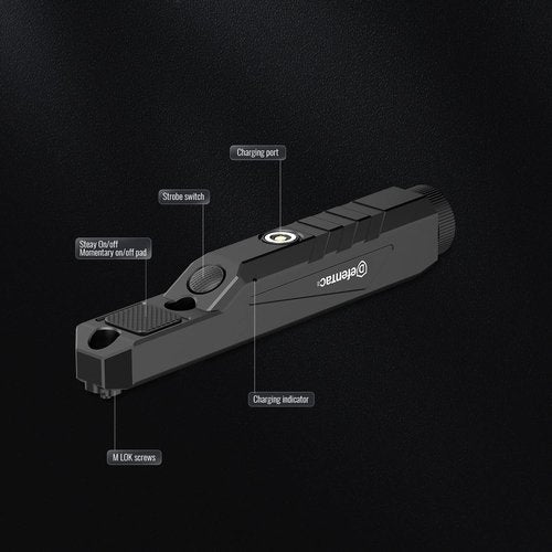 DEFENTAC 1600 Lumens Tactical Flashlight with Momentary and Strobe for Rifle, Weapon Light with Built-in Pressure Switch Compatible with M-Lok Rail Surface, Magnetic Rechargeable