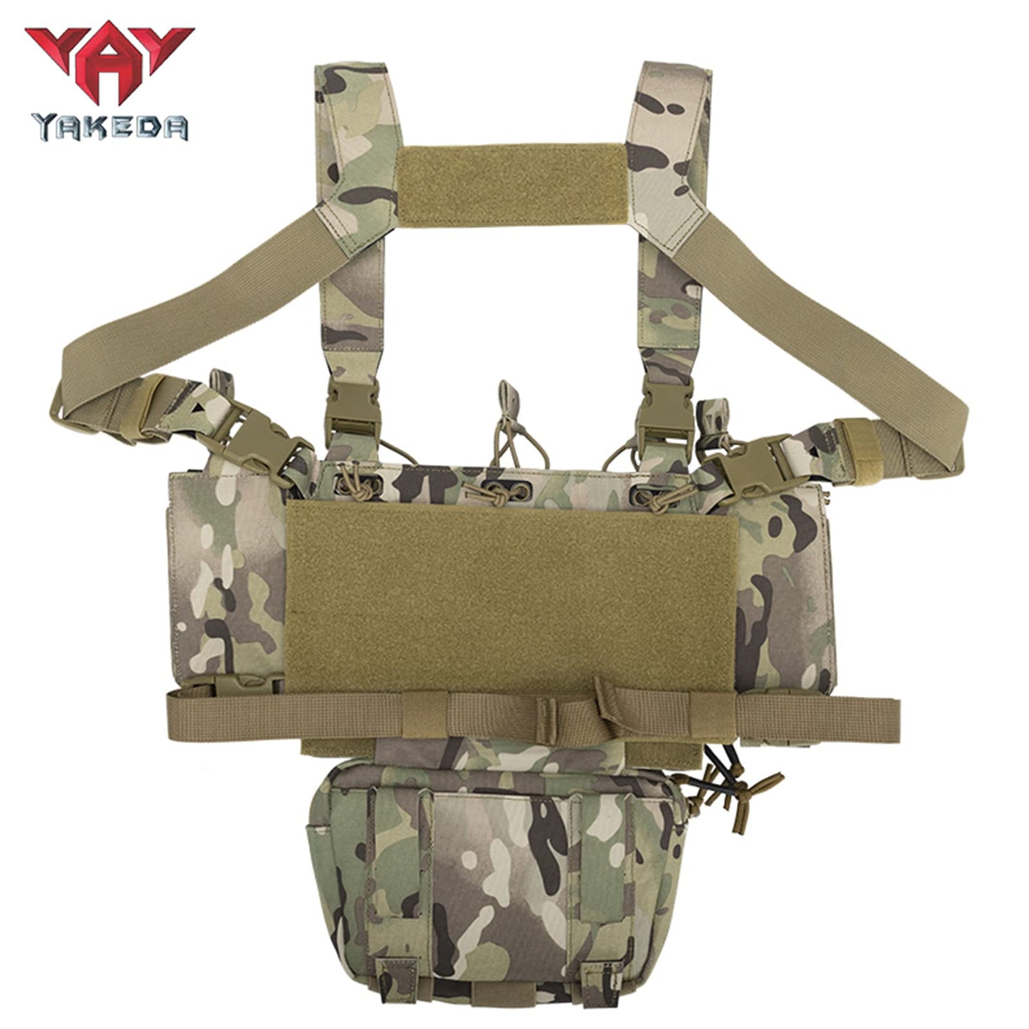 YAKEDA Tactical Chest Mini Rig Vest with Magazine Pouch Adjustable Detachable Laser-cutting Molle Modular Chest Vest (Light Green)