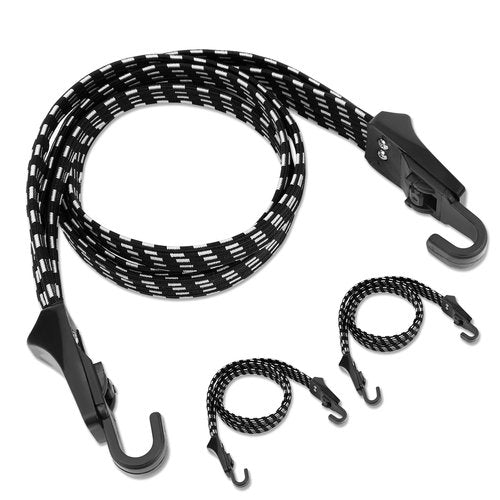 Oumers 3Pcs Elastic Bike Strap, Adjustable Bicycle Bungee Cords with Hooks Wear-Resistant and Tensile Resistant Bike Luggage Straps Strong and Sturdy Bicycle Luggage Rope