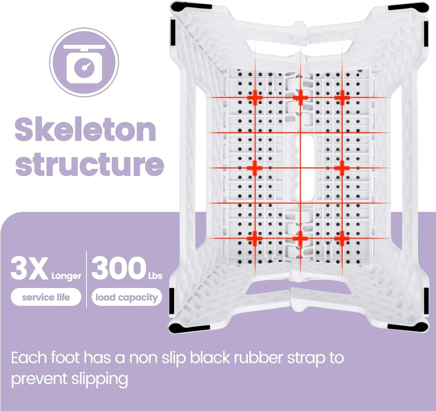 ACSTEP Folding Step Stool Foldable Stool 7.5 Inch Height Kids Step Stool, 300 lb Capacity Plastic Collapsible Stool, Stepping Stool with Handle Black Small Step Stool, Foot Stool Suitable for Kitchen