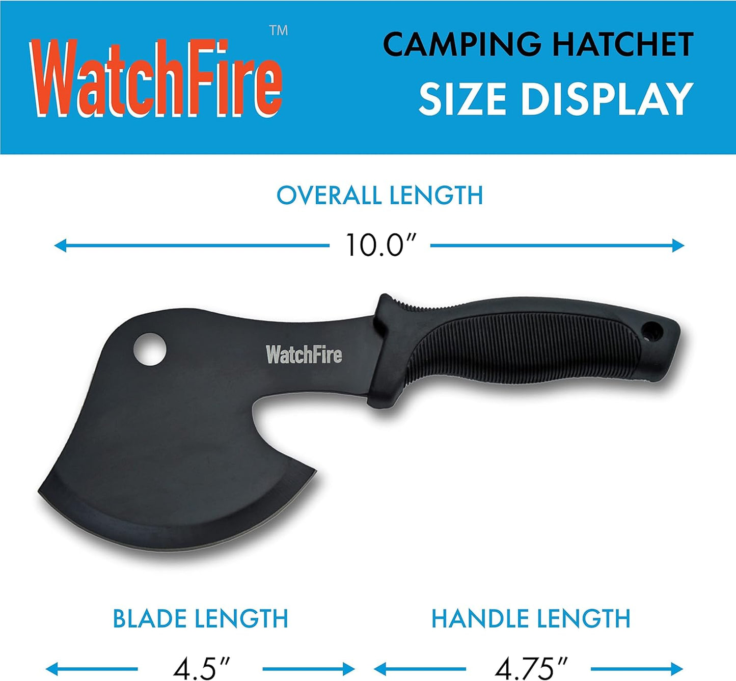 WatchFire 10” Black Camping/Survival Axe-Head Hatchet with Nylon Sheath (210921)