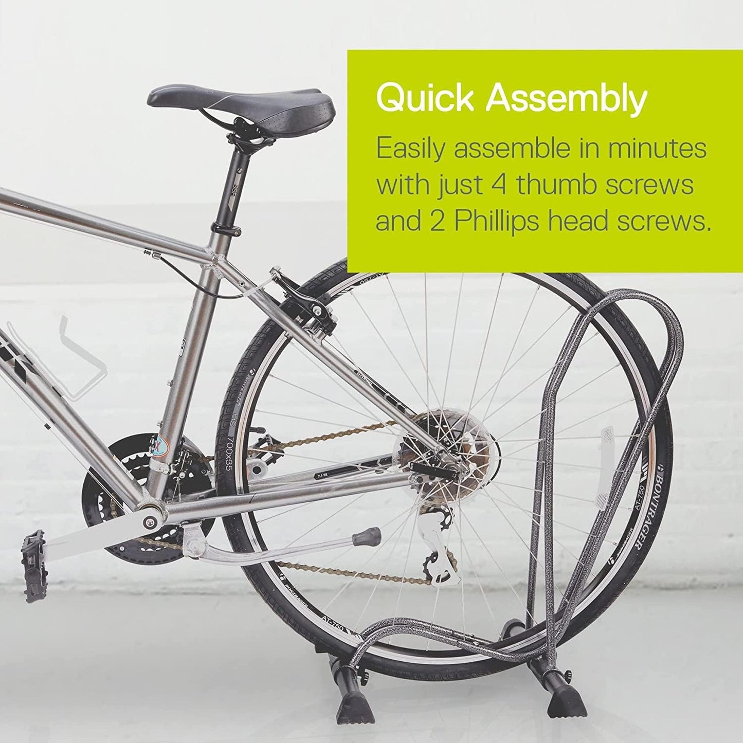 Adjustable Bike Floor Stand - Tool-Free Freestanding Bike Rack for Mountain, Fat Tire & Road Bikes