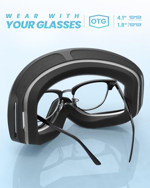 OutdoorMaster Owl Kids Ski Goggles for Glasses OTG Anti Fog Snowboarding/Snow Goggles-100% UV Protection(Black Frame+VLT 60%)