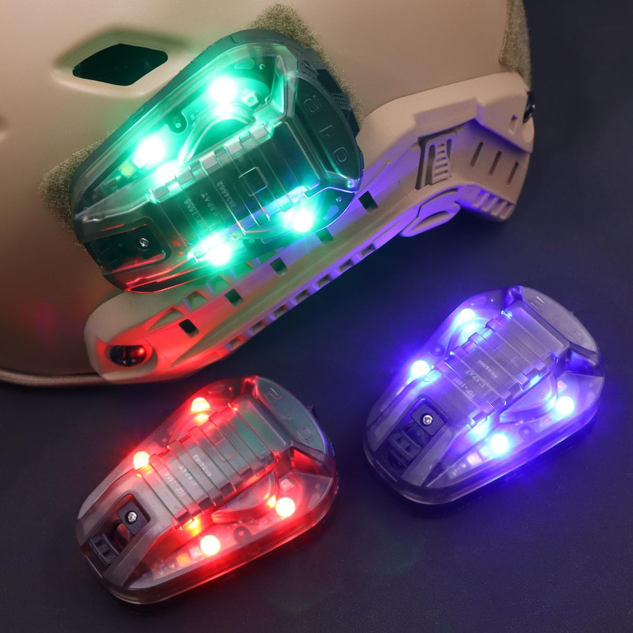 Jmtac Tactical IR Strobe Helmet Light Military Identification Light with Visible LED + White Strobe Survival Signal Light (Black-Green), EX832