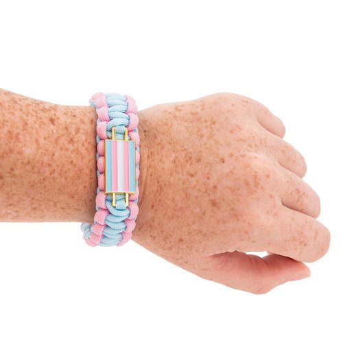 Desert Cactus Transgender Flag Paracord Bracelet - Adjustable Size (Paracord)