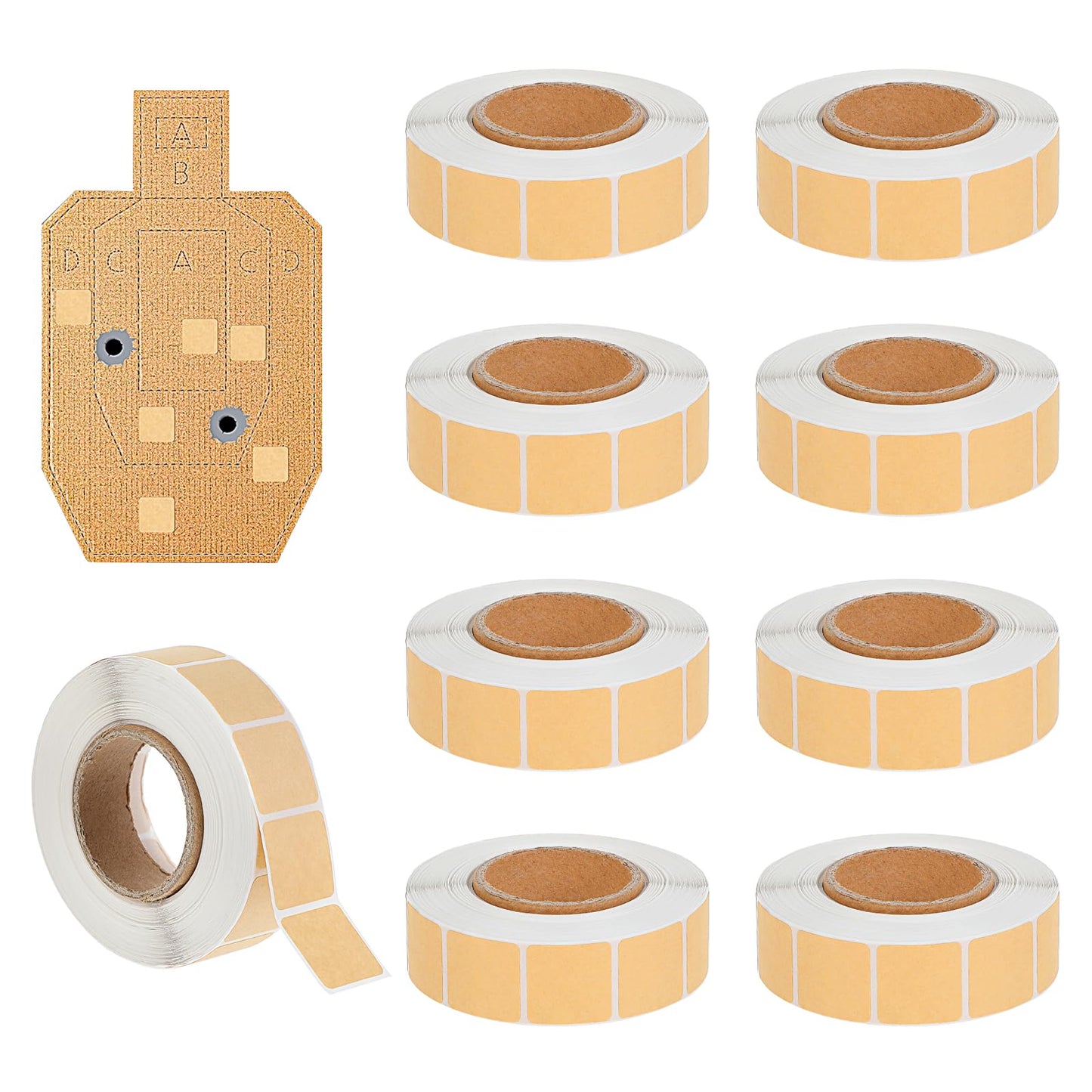 9000 Pcs/ 9 Rolls Target Pasters 0.87 Inches Square Target Stickers Self Adhesive Shooting Stickers Paper Labels for Pistol Shooting Range Practice, 1000 Per Roll