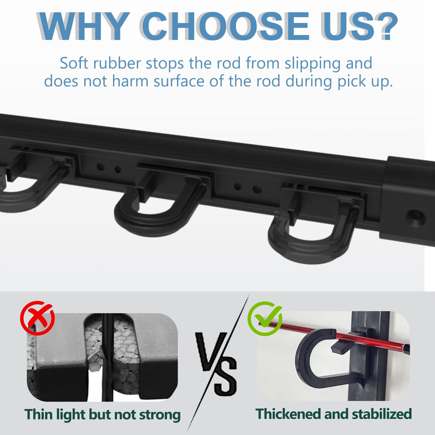 Aventik Fishing Rod Holder for Garage, Ceiling, Wall Mounted Fishing Rod Rack 6 Fishing Pole Storage Vertical/Horizontal Garage Slide Fishing Pole Rack