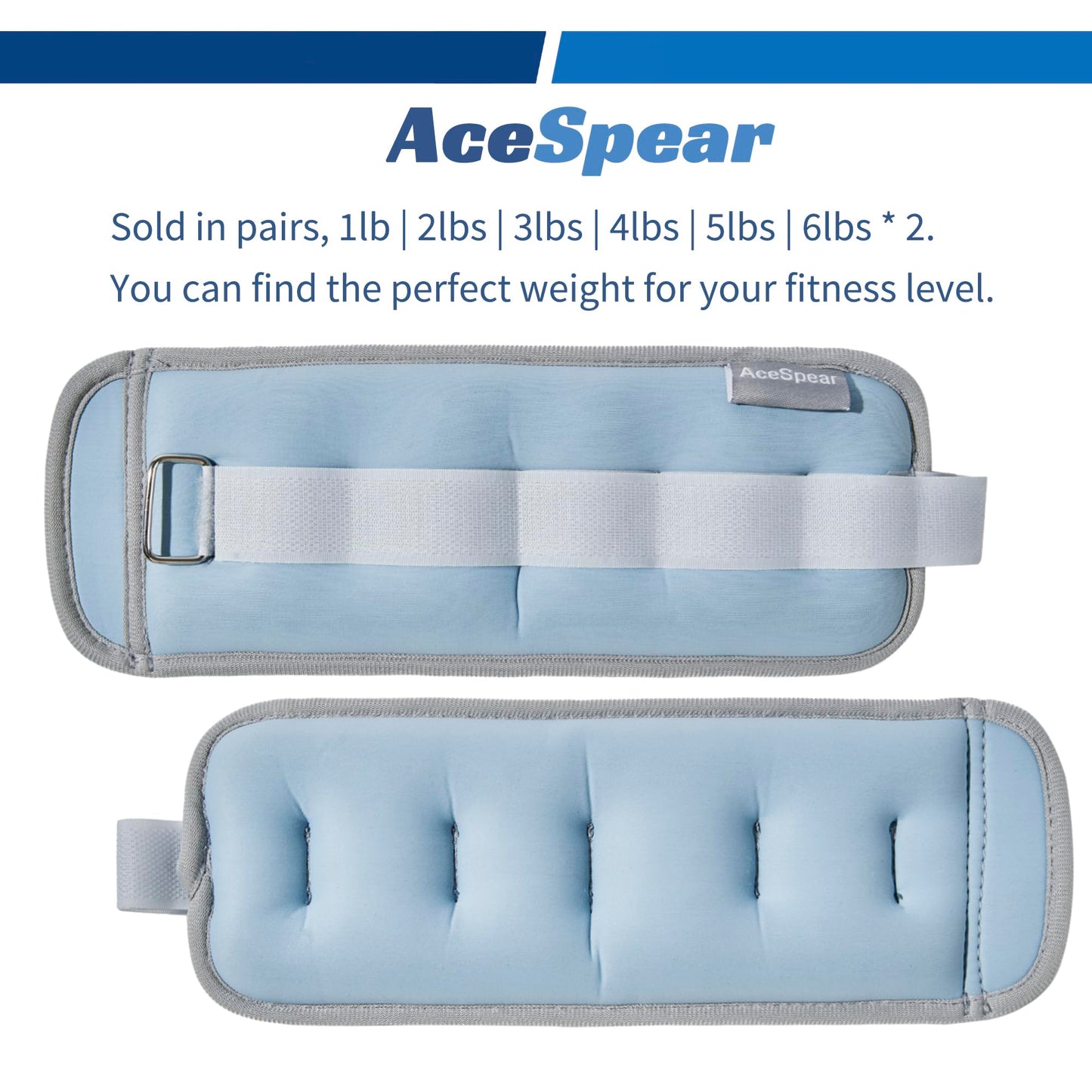AceSpear Ankle Weights for Men Women Wrist Weights 2 * 1lb 2lbs 3lbs 4lbs 5lbs 6lbs Leg Weights Sandbags Kids Arm Hand Weights for Fitness Walking Running Gym
