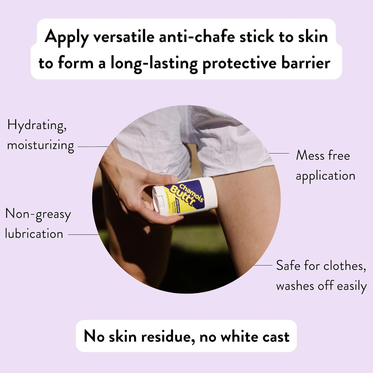 Chamois Butt'r Solid Anti-Chafing Stick, 2.5 Ounce, Clear (GS2.5)
