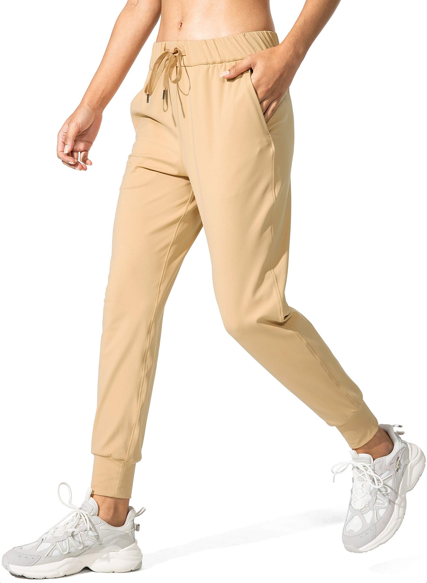 SANTINY Women's Joggers Pants Pockets Drawstring Running Sweatpants for Women Lounge Workout Jogging(Beech Wood_S)