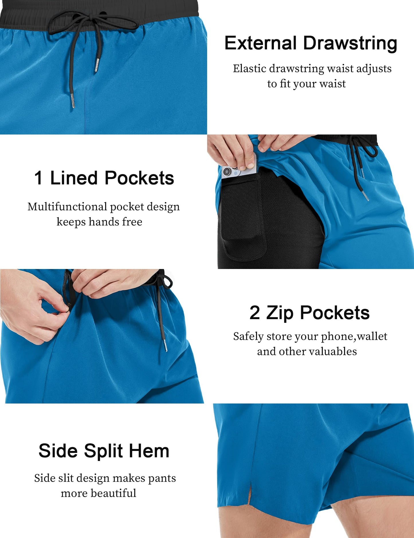 YGDHST Men's Gym Shorts 5 Inch Lightweight Athletic Quick Dry Workout 2 in 1 Shorts Mesh Running Athletic Shorts Basketball Hiking Fluorescent Green