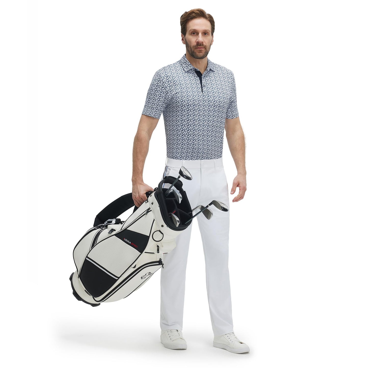 M MAELREG Golf Shirts for Men Dry Fit Print Patterns Performance Moisture Wicking Mens Polo Shirts Short Sleeve