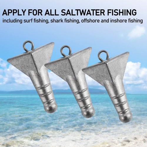 Dr.Fish 5 Pack Storm Sinker Pyramid Hatteras Surf Fishing Lead Weight Saltwater Beach Casting Sea Bottom Holder Inshore 4oz