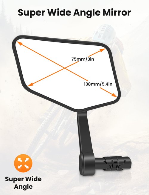 BISCOS Bar End Bike Mirrors Right, HD Stainless Steel Lens Bicycle Rearview Mirror, Scratch Resistant and Fall Resistant, E-Bike Safe Rear View Mirrors for Handlebar with Inner Diameter 15-23mm