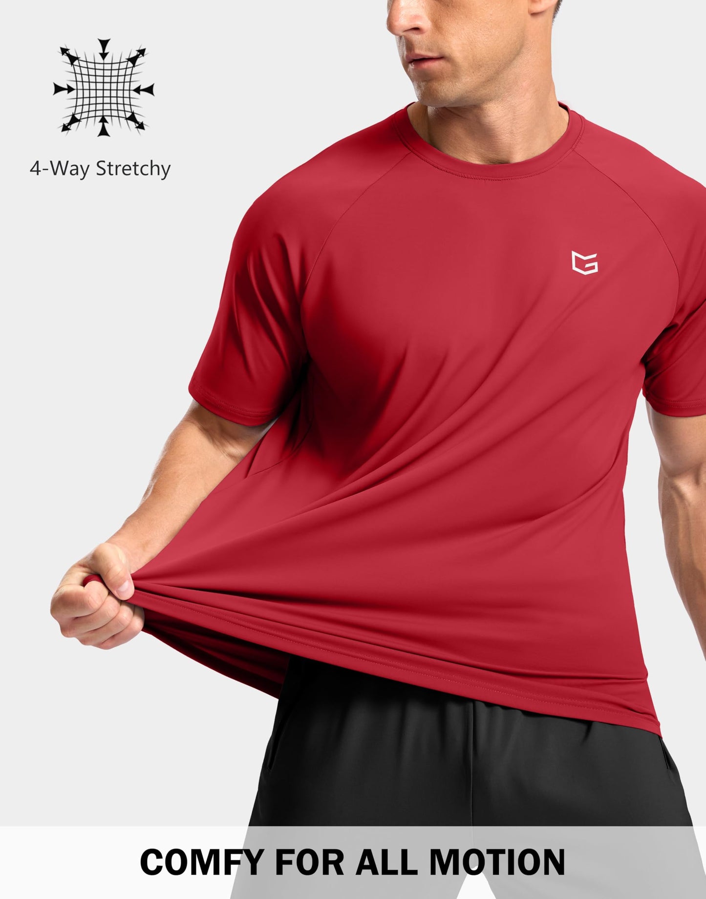 Men's Athletic Workout T-Shirts Moisture Wicking Cooling Running Shirts Short Sleeve Performance Tee for Gym Tennis(Red,4XL)